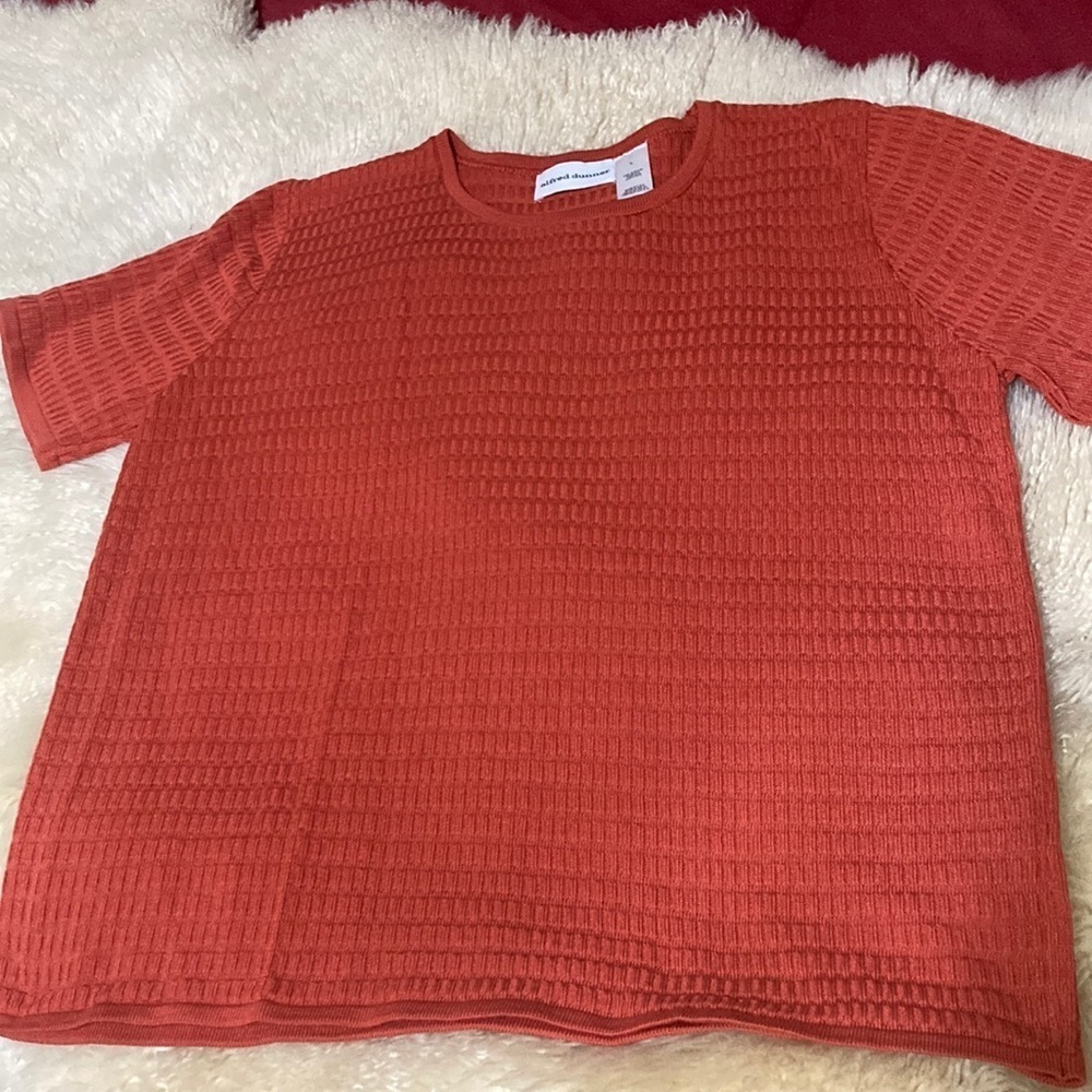 Textured Orange Short Sleeve Top